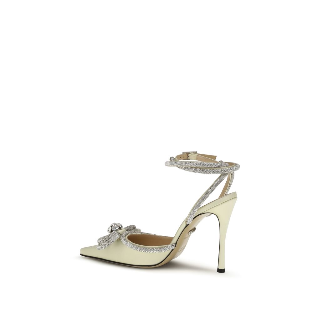 Yellow Silk High Heel Pumps