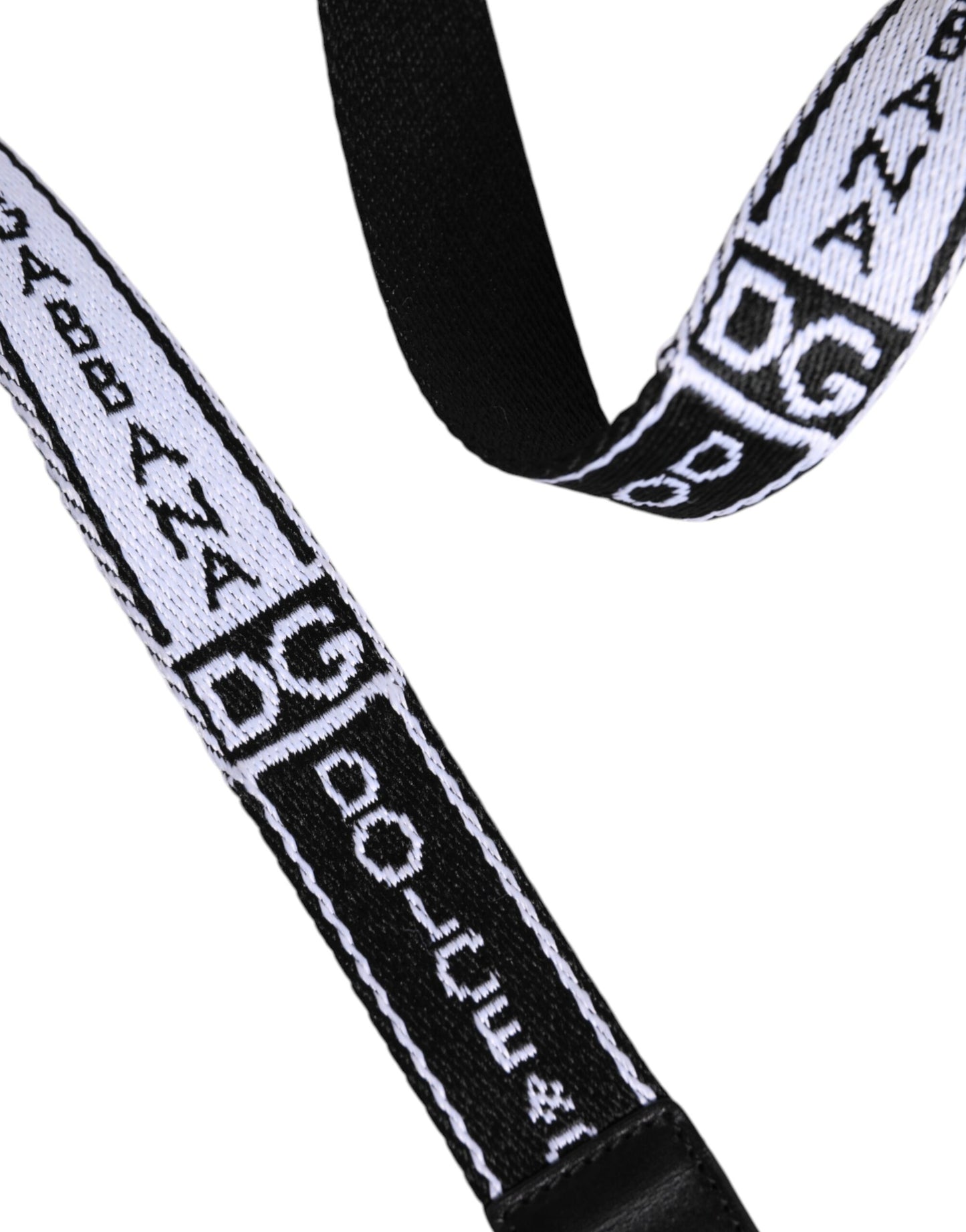 Black White Printed Metal Logo Buckle Belt