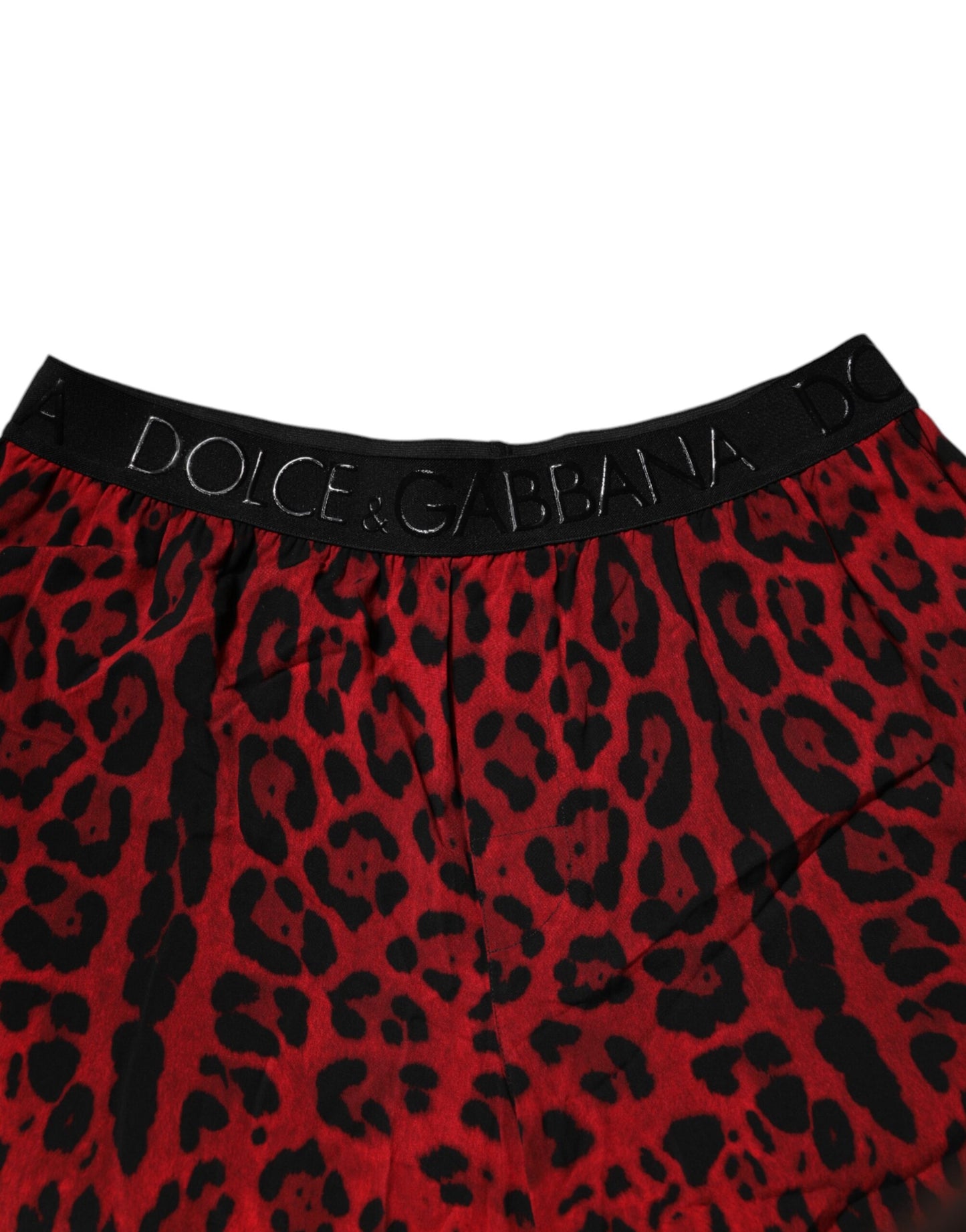 Red Leopard Print Viscose Bermuda Shorts