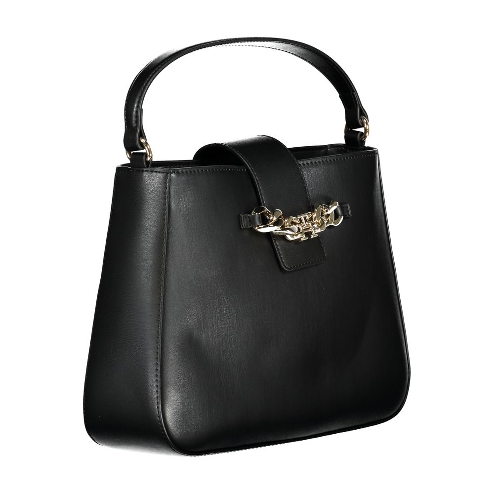 Black Polyurethane Women Handbag