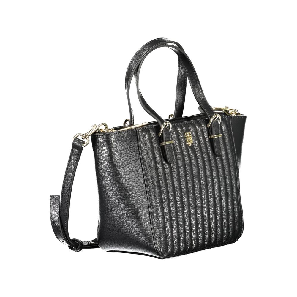 Black Polyurethane Women Handbag