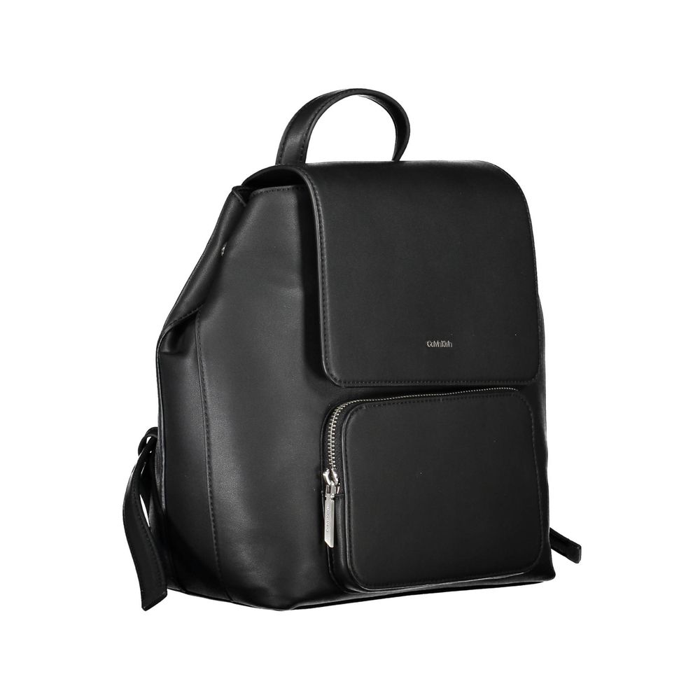 Black Polyester Womens Backpack