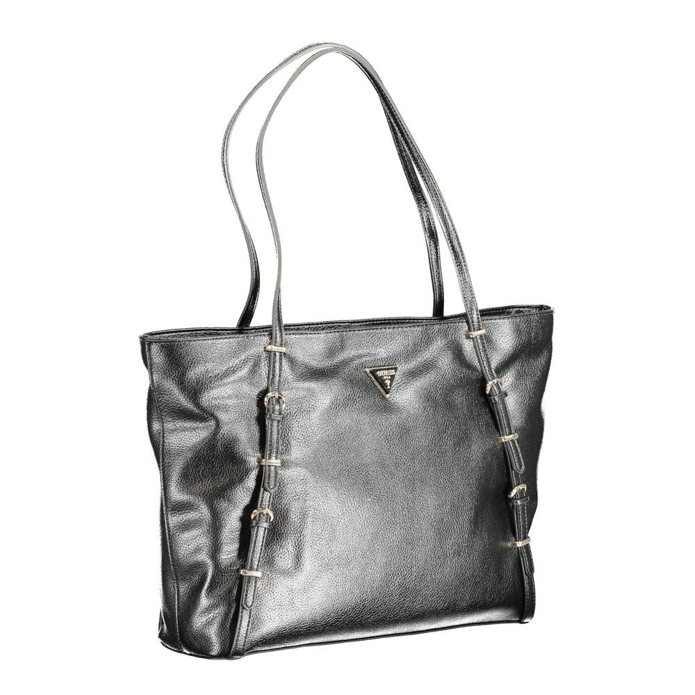 Black Polyurethane Women Handbag