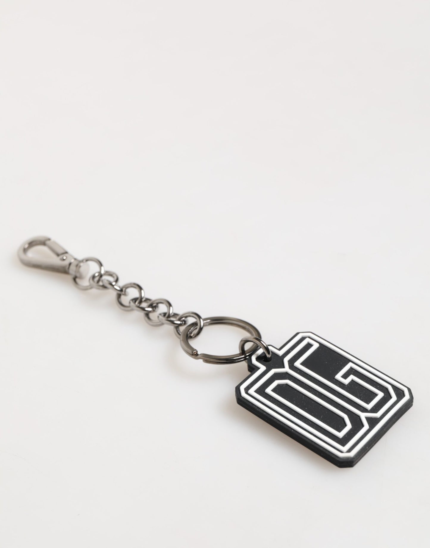 Black White DG Rubber Logo Silver Men Keychain Keyring
