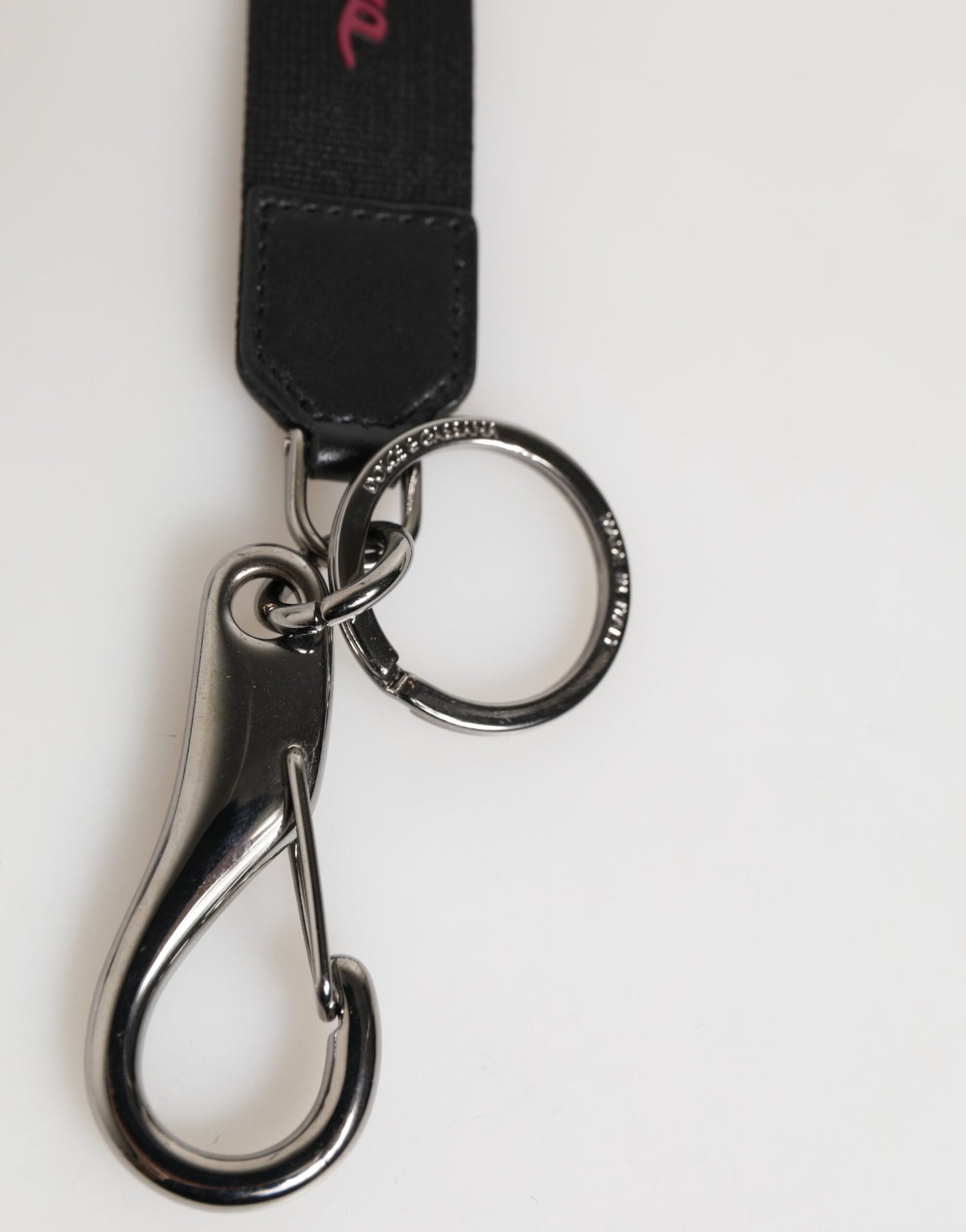 Black Red Polyester DG Logo Silver Men Keychain Keyring