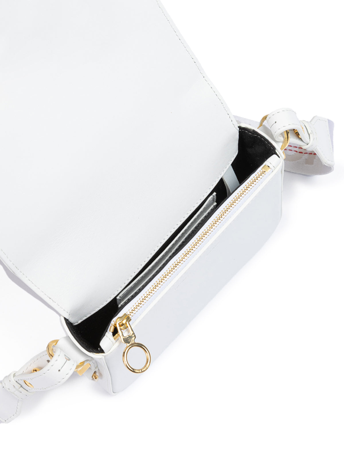 White/Gold Metallic Stripe Mini Crossbody Bag