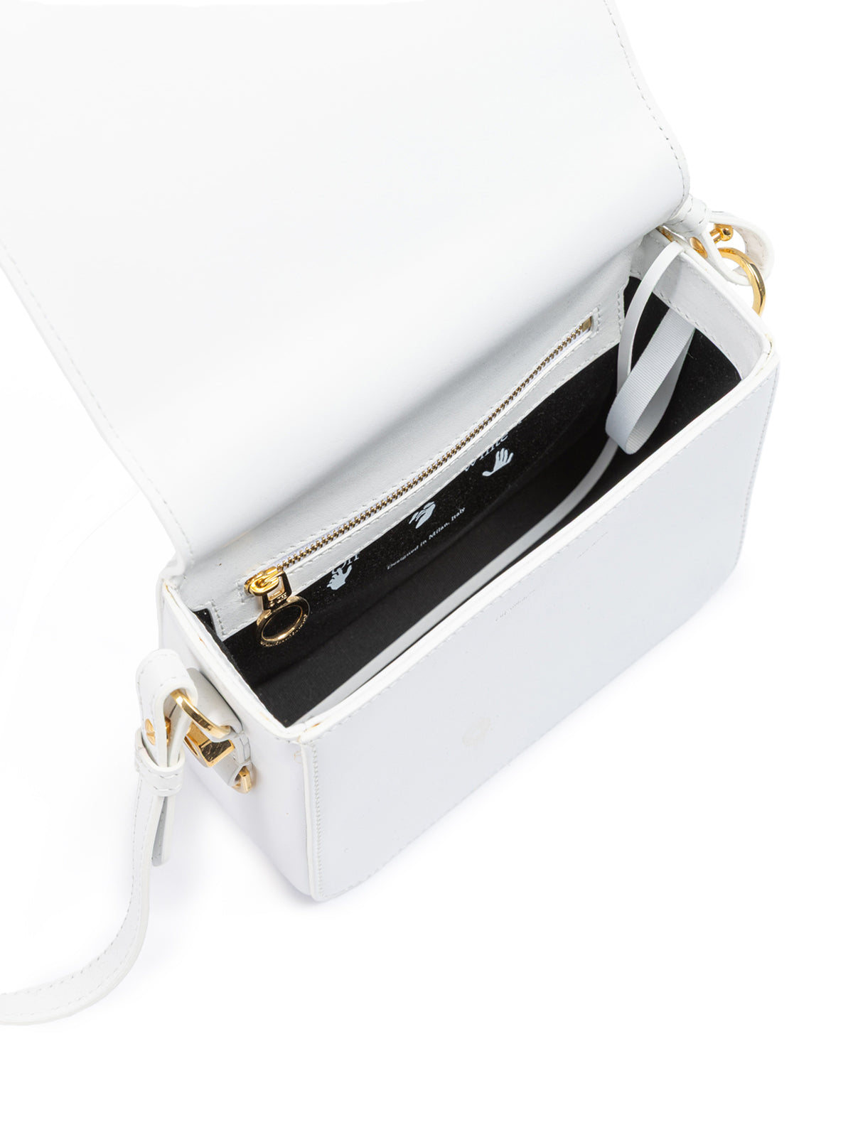 White/Gold Metallic Stripe Crossbody Bag