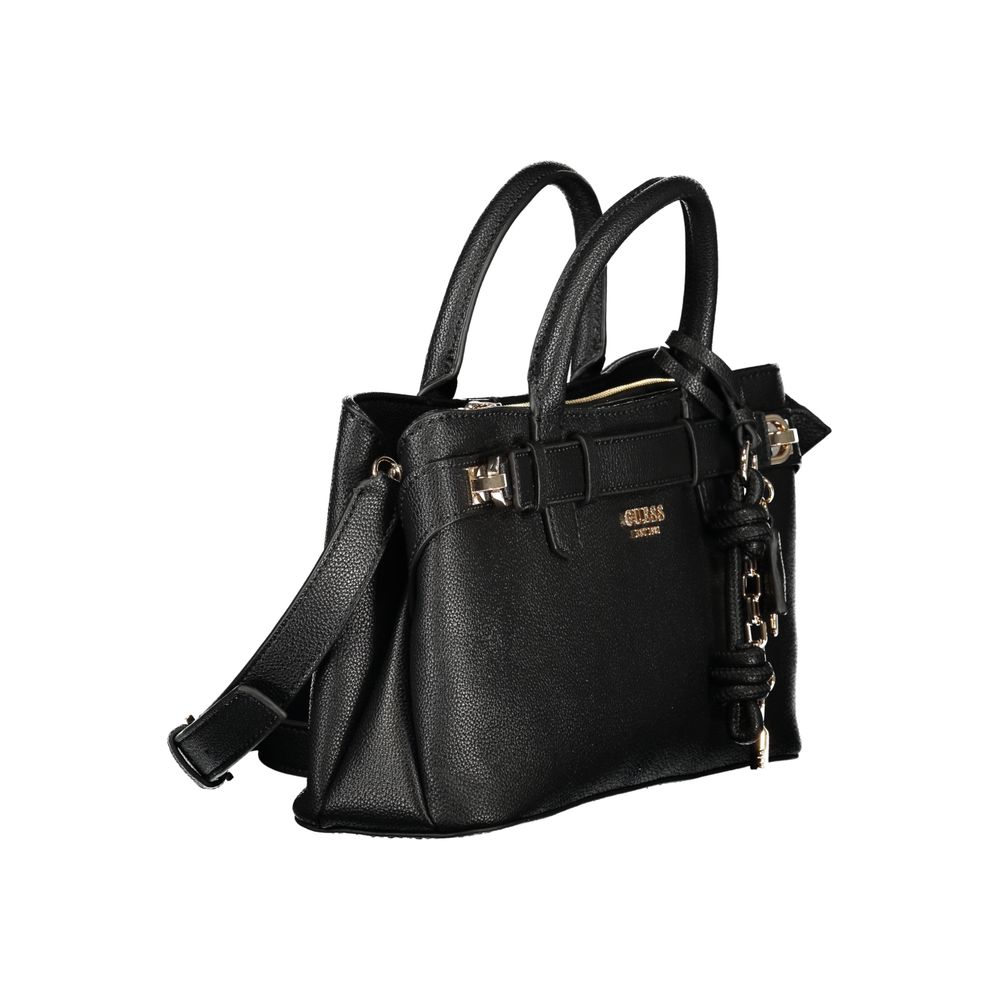 Black Polyurethane Women Handbag