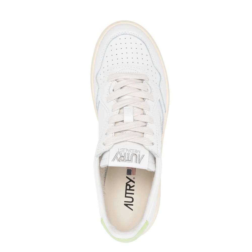 White Leather Low Top Sneakers