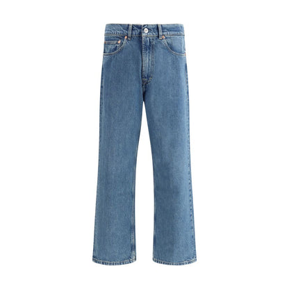 Blue Cotton Tapered Jeans