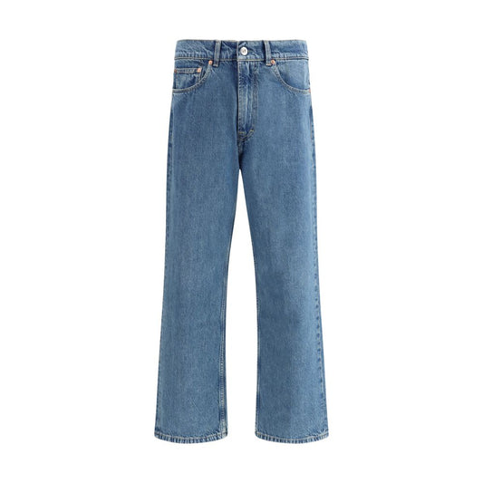 Blue Cotton Tapered Jeans