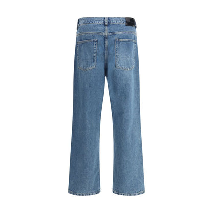 Blue Cotton Tapered Jeans