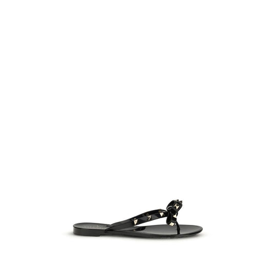 Black Pvc Flat Sandals