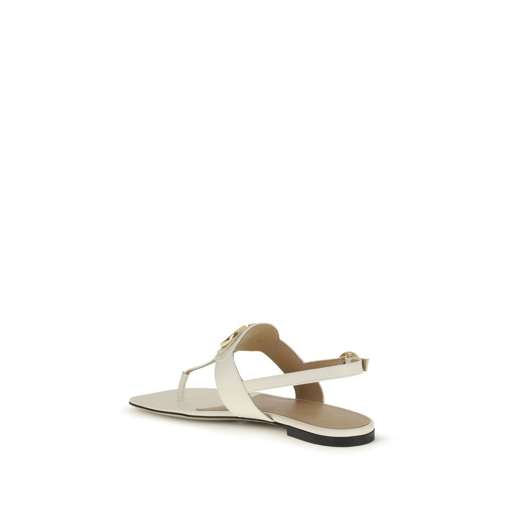 Cream Calf Leather Bos Taurus Flat Sandals