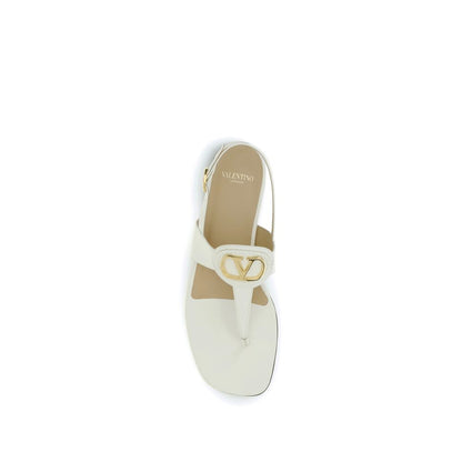 Cream Calf Leather Bos Taurus Flat Sandals