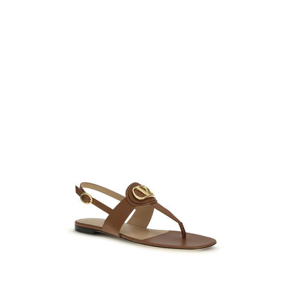 Brown Calf Leather Bos Taurus Flat Sandals