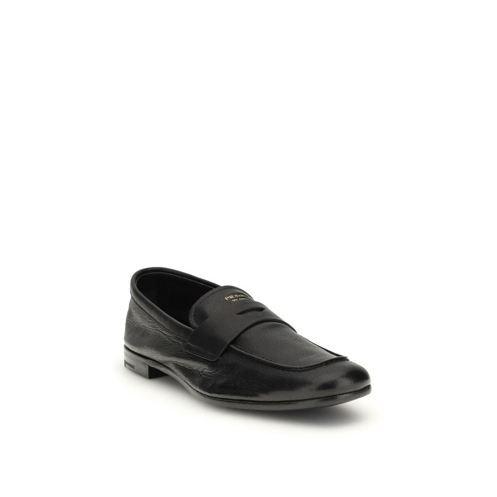 Black Calf Leather Bos Taurus Slip-On Loafers