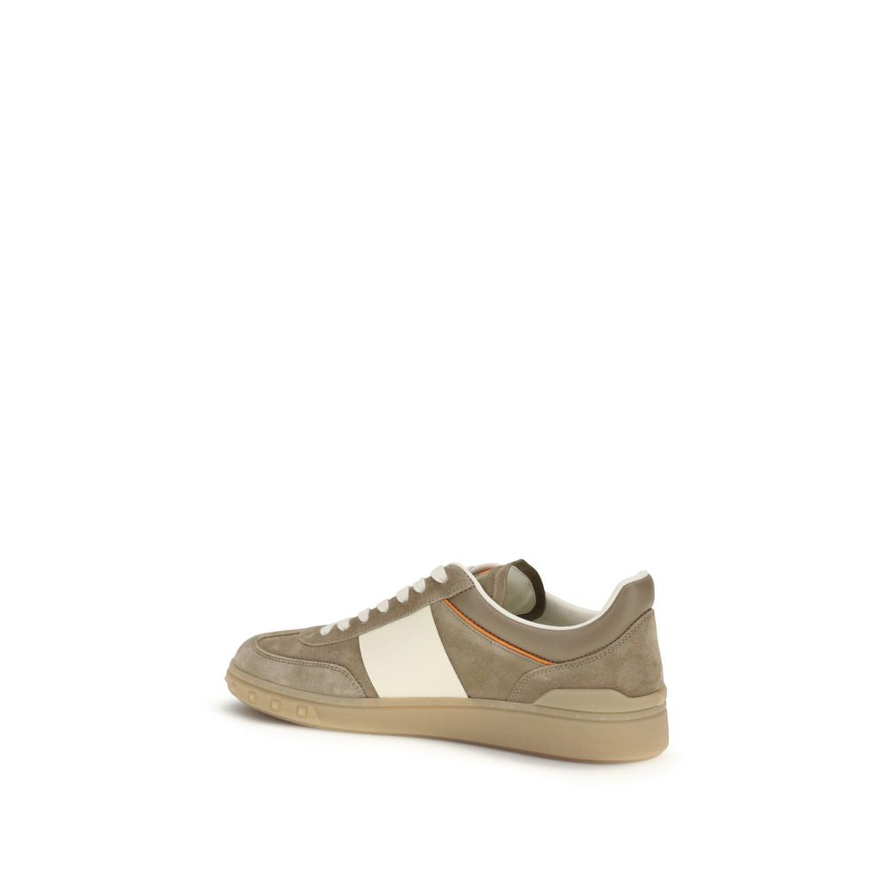 Beige Calf Leather Bos Taurus Low Top Sneakers