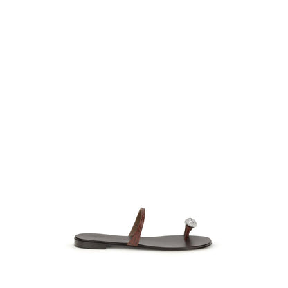 Brown Calf Leather Bos Taurus Flat Sandals