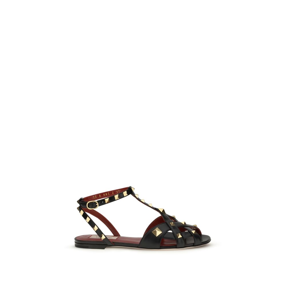 Black Goatskin Flat Sandals