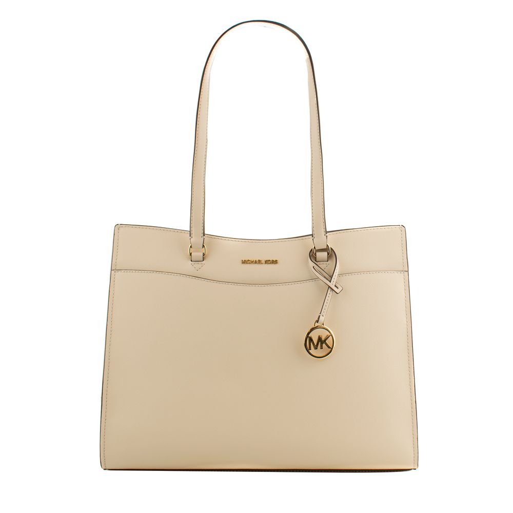 Beige Leather Tote Bag