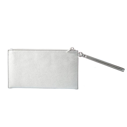 Gray Leather Clutch Bag
