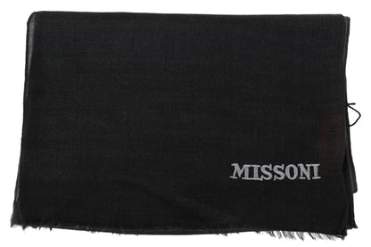 Black 100% Wool Unisex Neck Wrap Scarf