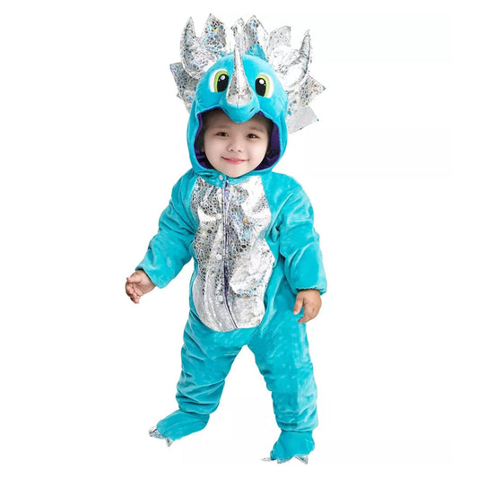 Blue Triceratops Dinosaur Baby Costume | 3-4T