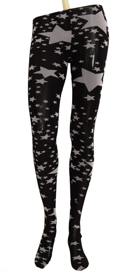 Black White Stars Print Nylon Stockings