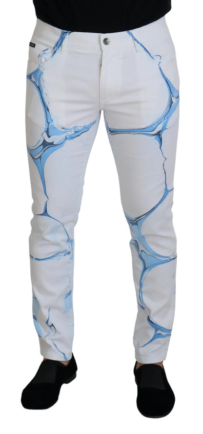 White Blue Denim Cotton Jeans Stretch Skinny Fit Pant