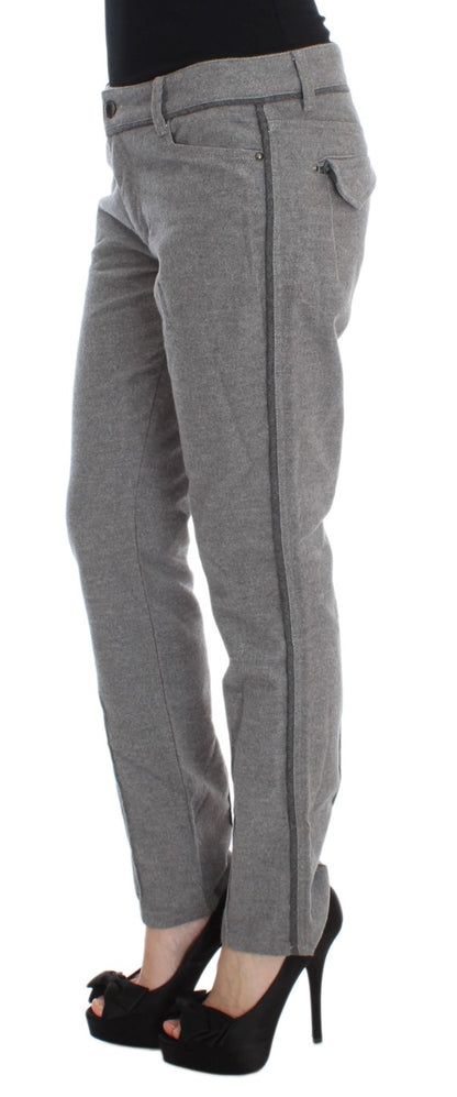 Gray Cotton Straight Fit Casual Pants