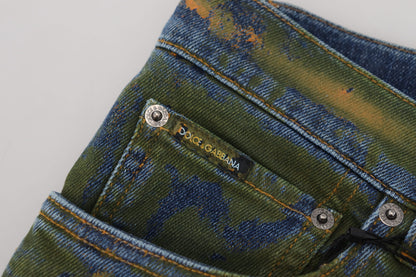 Blue Green Skinny Cotton Denim Jeans