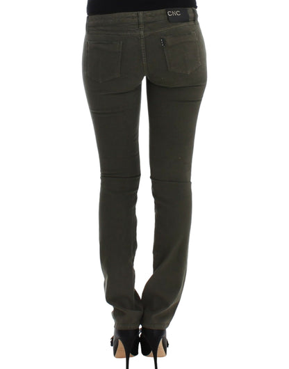 Green slim leg jeans