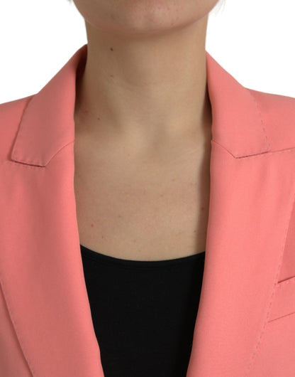 Pink Polyester Single Breasted Blazer Jacket