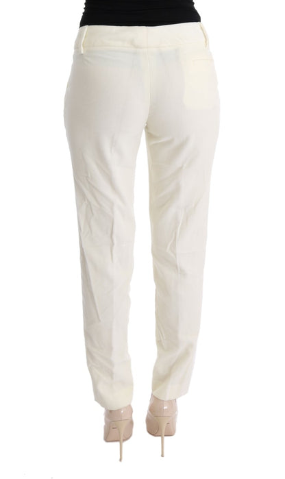White Cotton Regular Fit Casual Pants