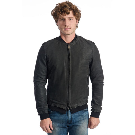 Gray Lambskin Men Jacket