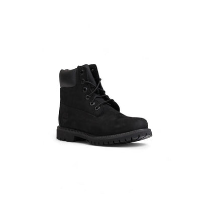 Black Recycled Leather Lace-Up Boots