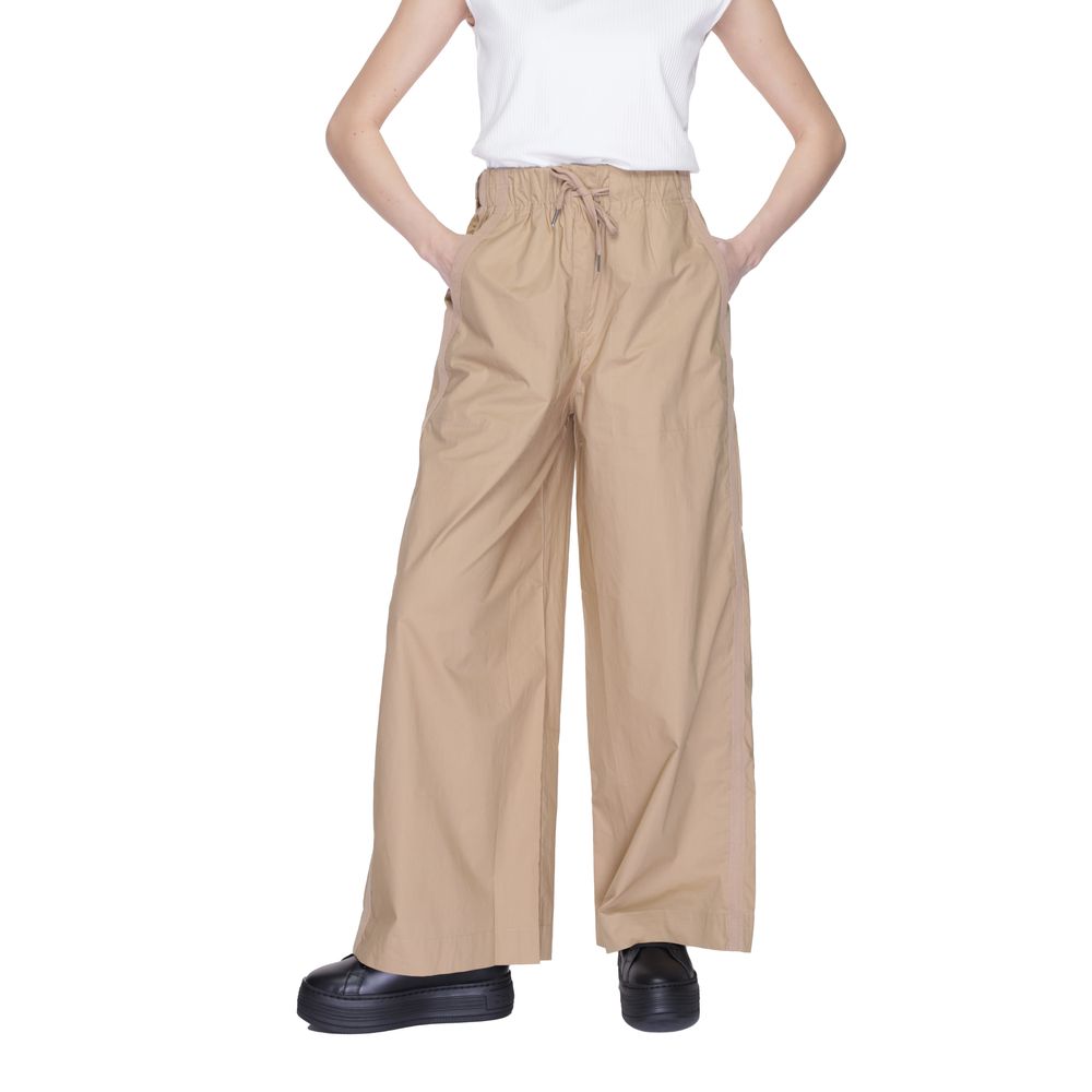 Beige Cotton Casual Pants