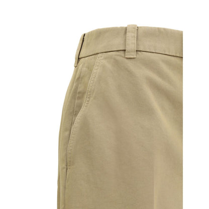 Beige Cotton Casual Pants