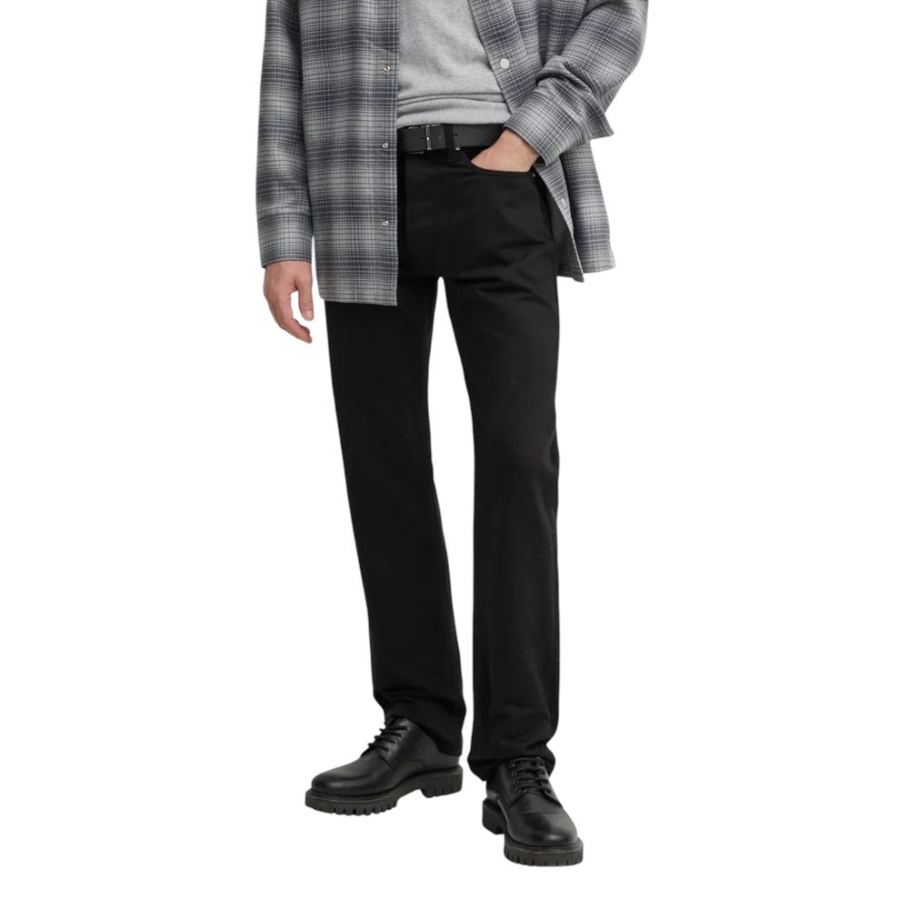 Black Cotton Relaxed Fit Jeans