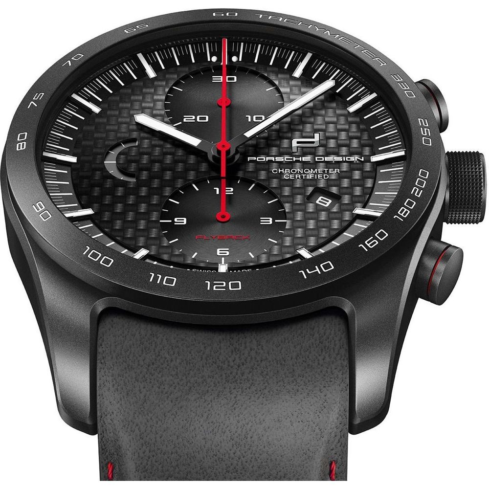 Black Leather Sport Watch