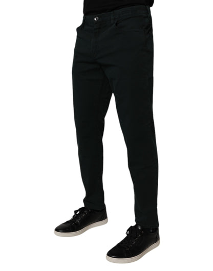 Dark Green Cotton Loose Men Denim Jeans