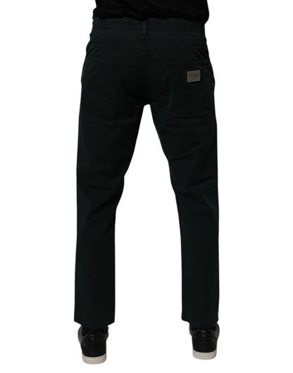 Dark Green Cotton Loose Men Denim Jeans