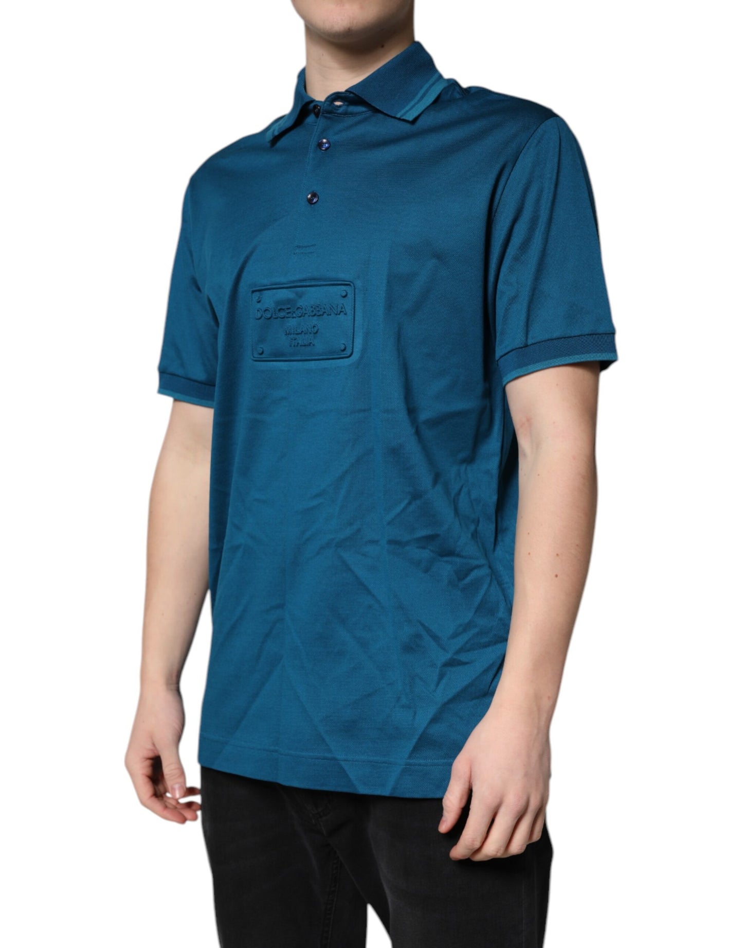 Blue Logo Cotton Men Polo Shirt T-shirt