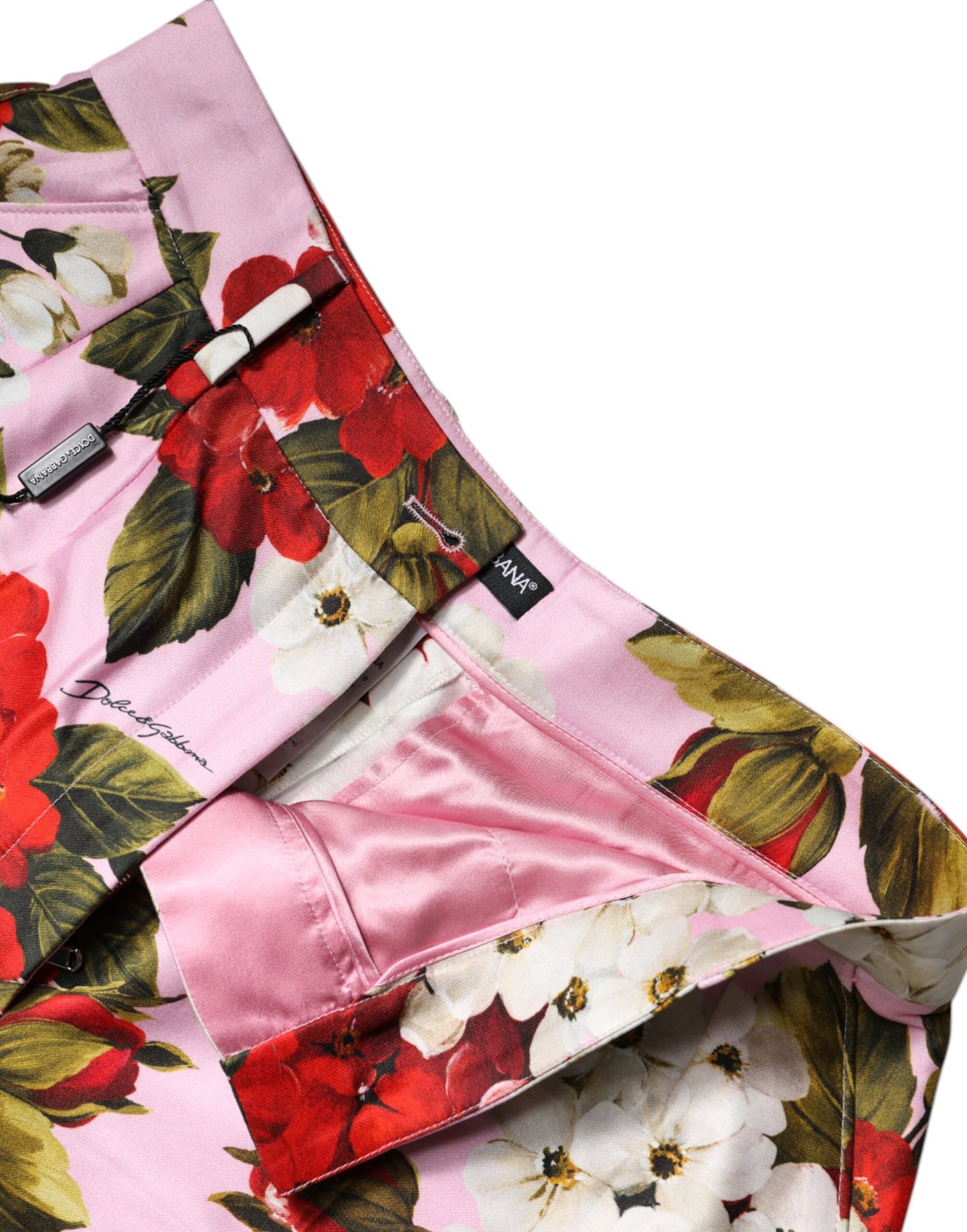 Pink Floral Print High Waist Hotpants Short