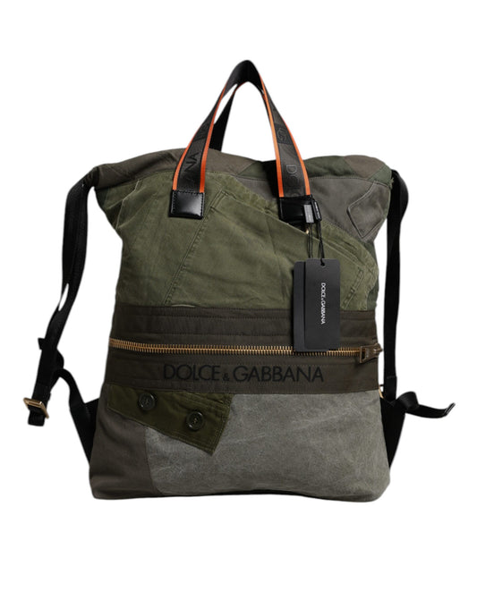 Military Green Patchwork Rucksack Backpack Bag