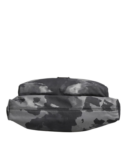 Gray Camo Cotton Multiple Compartments Tote Bag