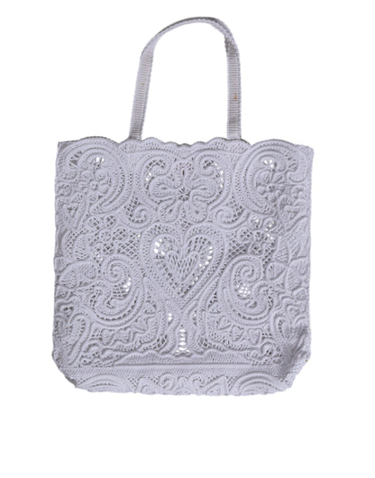 White Cordonetto Lace Beatrice Tote Shopping Bag