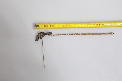 Black Gold Brass Copper Revolver Brooch Lapel Pin