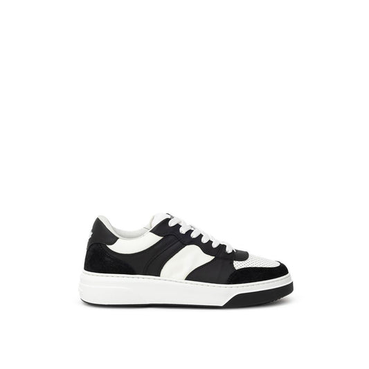 Black And White Leather Athletic Sneakers